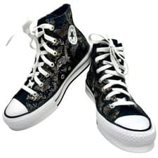 Image of Converse All Star CTAS Eva Lift Black & Gold Butterfly Mid Top Sneakers SZ 6