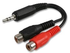 Image of Adapter 3.5mm Stereo Jack Plug to 2 x RCA Phono Sockets Cable Splitter 10cm TRS