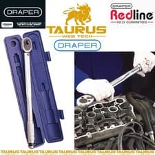 Image of DRAPER Ratchet Torque Wrench, 1/2" Sq. Dr., 30 - 210Nm/22.1 - 154.9lb-ft DIY UK