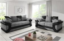 Image of NEW DINO FABRIC SOFA 3+2 SEATER SOFA SET GREY AND BROWN JUMBO CORD FABRIC