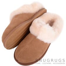 Image of SNUGRUGS Womens / Lades Luxury Full Genuine Sheepskin Mule Slippers Rubber Sole