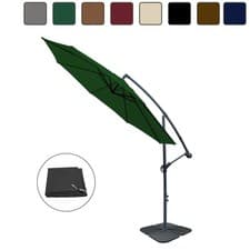 Image of 3m Banana Garden Parasol Sun Shade Patio Hanging Umbrella Cantilever 32 LED