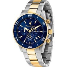 Image of Maserati Men's Watch R8873600006 Competizione Gold Two Tone Blue Dial Watch