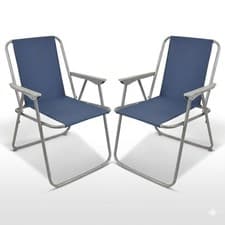 Image of 2 Chairs Folding Garden Patio Spring Deck Chair Picnic Camping Beach Fishing