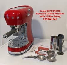 Image of Smeg ECF02RDUK Red Espresso Coffee Machine 15-Bar Pump 1350W
