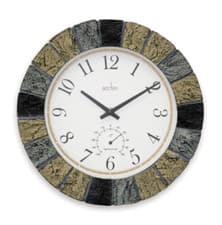 Image of Acctim Slate Effect Battery Round Wall Clock 26cm & Temperature 'Bowfell' 22427
