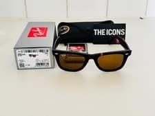 Image of Ray-Ban Wayfarer Sunglasses Genuine Glass Classic 2140 902/57 (Tortoise/Brown)