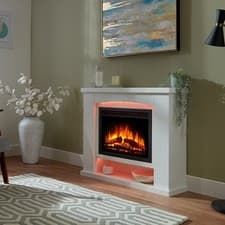 Image of Electric Fireplace with Surround, LED Flame & Mood Light – Endeavour Ebberston