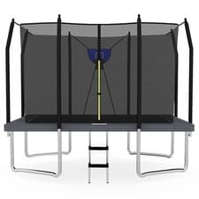 Image of Big Air 5x7ft Rectangular Trampoline Grey +Safety Enclosure Ladder & Basketball