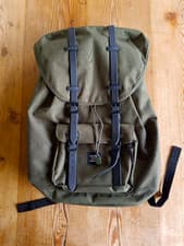 Image of Herschel army green retreat backpack with front pocket