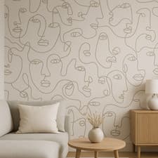 Image of Linear Visages Neutral Abstract Face Wallpaper (91272)