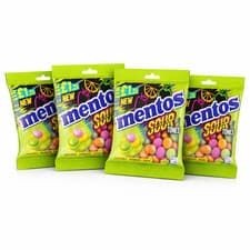 Image of NEW Mentos Sour Tones 120g x4 Bags Chewy Sweets Fruit Candy Bulk Pack Tangy Mix