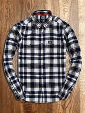 Image of Superdry Men's Winter Washbasket Shirt (S) L/S Paraguay Navy Check (New) BNWT