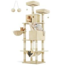 Image of Cat Tree Cat Condo 206 cm Large Cat Tower 13 Scratching Posts 1 Scratching Ramp