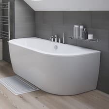 Image of Signature Hera D-Shaped Back to Wall Bath 1700mm x 750mm (inc Panel)