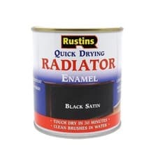 Image of Satin Black Radiator Enamel Paint Rustins Quick Drying 250ml Fade Resistant