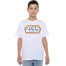 Image of Star Wars Retro Outline Logo Boys T-Shirt 3-8 Years, White