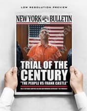 Image of The Punisher Newspaper Poster | Trial of the Century New York Bulletin Print