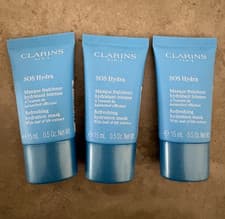 Image of Clarins SOS Hydra Refreshing Hydration Mask 45ml (3 x 15ml) - New & Sealed