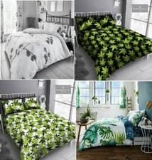 Image of  LEAF Printed  Duvet Quilt  Cover With Pillow Case, Polyester-Cotton All UK Size