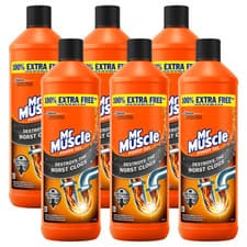 Image of 6 x Mr Muscle Drain Unblocker Sink Drain Pipes Cleaner Heavy Duty Drain Gel 1L