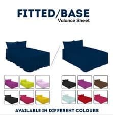 Image of Fitted Valance Sheet OR Base Valance Sheet Plain Dyed Polycotton Soft Bed Sheets