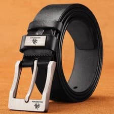 Image of Mens Genuine Leather Belt Belts Real New Buckle For Trouser Jeans Black Brown UK