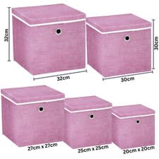 Image of Pack of 4 Foldable Storage Cubes With Lids - Toys, Cloths, Books Organizers Box