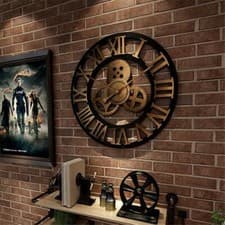 Image of 60cm Extra Large Roman Numerals Skeleton Wall Clock Giant Big Open Face Round UK