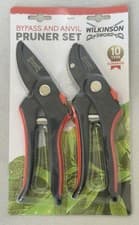 Image of Wilkinson Sword Bypass & Anvil Pruner Set Twin Pack Steel Blades Pruners Pruning