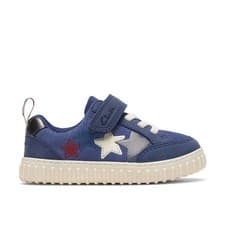 Image of Clarks Boys,Kids Unisex Cove Go Toddler Blue Leather Trainers,Riptape