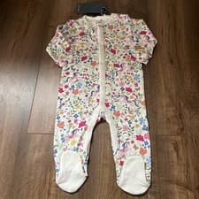 Image of Joules Baby Girls Razamataz cream floral horses romper age 6-9 months BNWT
