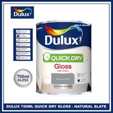 Image of Dulux Quick Dry Natural Slate 750ML Gloss Paint Interior Wood Metal