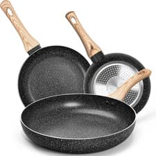 Image of MICHELANGELO 3-Piece Non-Stick Frying Pan Set, 20Cm, 24Cm, 28Cm, Black, Bakelite