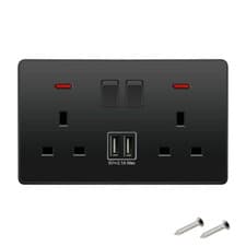 Image of 1-10X Double Gang Wall Socket 13A With 2 USB Charger Ports Plug Switched Socket