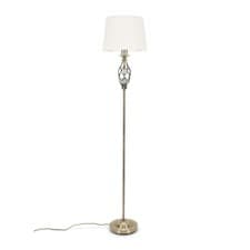 Image of Traditional Floor Lamp Metal Stem Fabric Lampshade Living Room Light LED Bulb