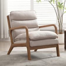 Image of CANMOV Modern Accent Chair Upholstered Armchair for Bedroom Living Room Beige