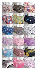 Image of TWIN OR FULL KIDS BED SHEET SET PRINTED DESIGN MICROFIBER FLAT FITTED SHEET