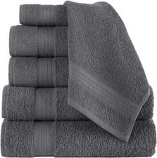 Image of 6 Piece Bathroom Cotton Towel Set -2 Washcloth 2 Hand Towel 2 Bath Towel - Gray