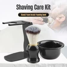 Image of 3 in 1 Men's Shaving Brush Holder Set Brush Bowl Shaving Razor Stand Holder Kit