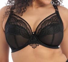 Image of Elomi Priya Bra Black Size 36G Underwired Plunge Side Support Embroidered 4550