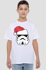 Image of Star Wars Christmas Storm Trooper Santa Kids T-Shirt White