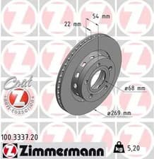 Image of 2x Brake disc Externally Vented 100.3337.20 ZIMMERMANN for AUDI VW