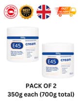 Image of E45 Dermatological Moisturising Cream 350g, Pack of 2, Fast Post, EXP 04.2026