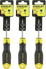 Image of 3 x Stanley Cushion Grip Screwdriver Pozi Pozidriv PZ1 x 75mm 0-64-955