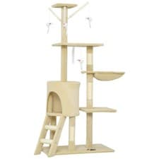 Image of PawHut Cat Tree for Indoor Cats 134cm Scratching Post Pet Climbing Tower Beige