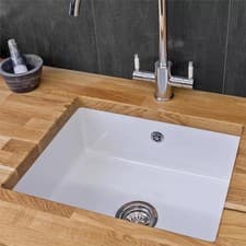 Image of Reginox Mataro II White Ceramic Undermount Single Bowl Kitchen Sink with Waste