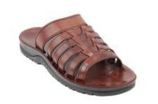 Image of Greek Real Leather Brown Comfort UK12 Beach Summer Sandals Slippers Open Toe 111