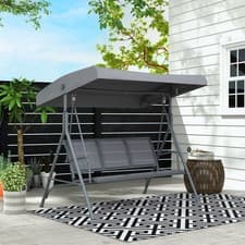 Image of 3 Seater Garden Swing Chair Patio Hammock Outdoor Bench Seat w/ Canopy Grey
