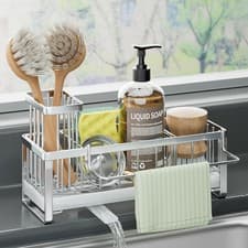 Image of 360° Rotating Self-Draining Kitchen Sink Caddy – Stainless Steel Sponge Holder